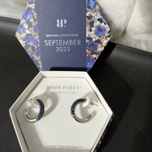 Bomb Party Silver and Blue Hoop Earrings